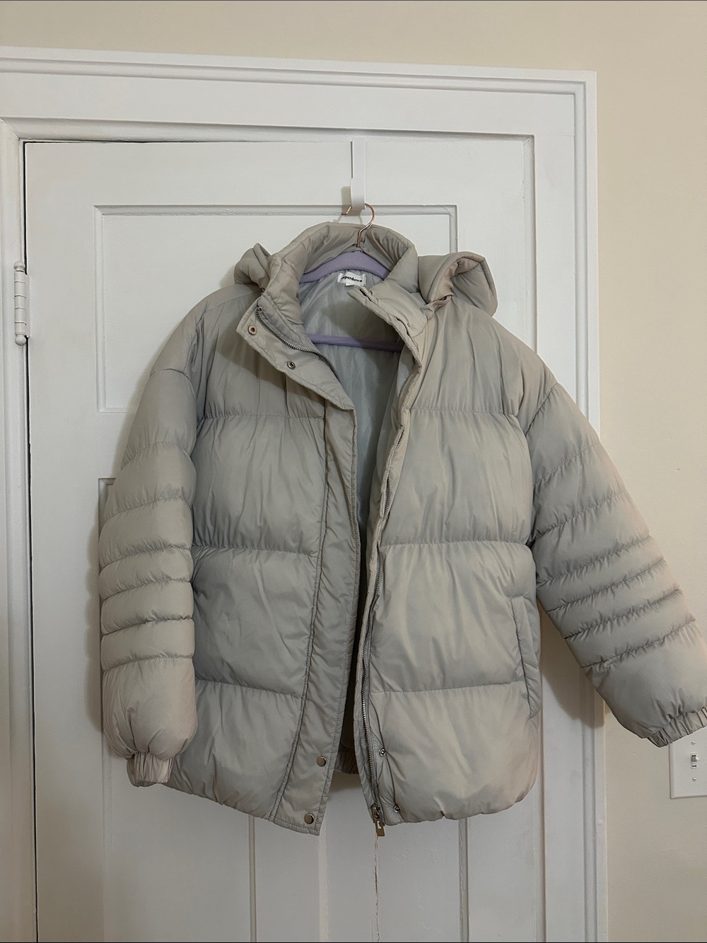superdown Light Gray Puffer Jacket with removable Hood